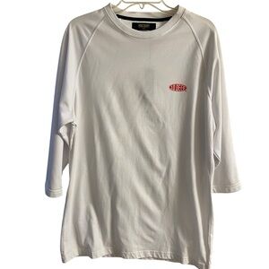 10.Deep White Long Sleeve Tee with Small Red Chest Logo XL New